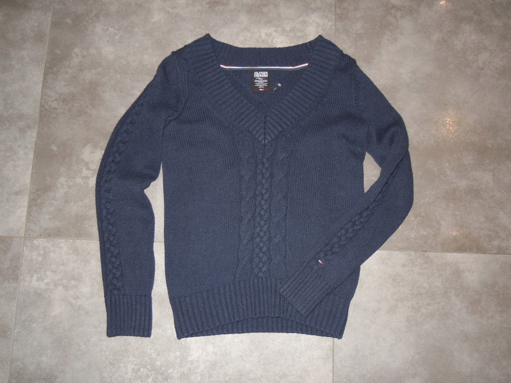 HILFIGER DENIM granatowy sweterek r.S BDB