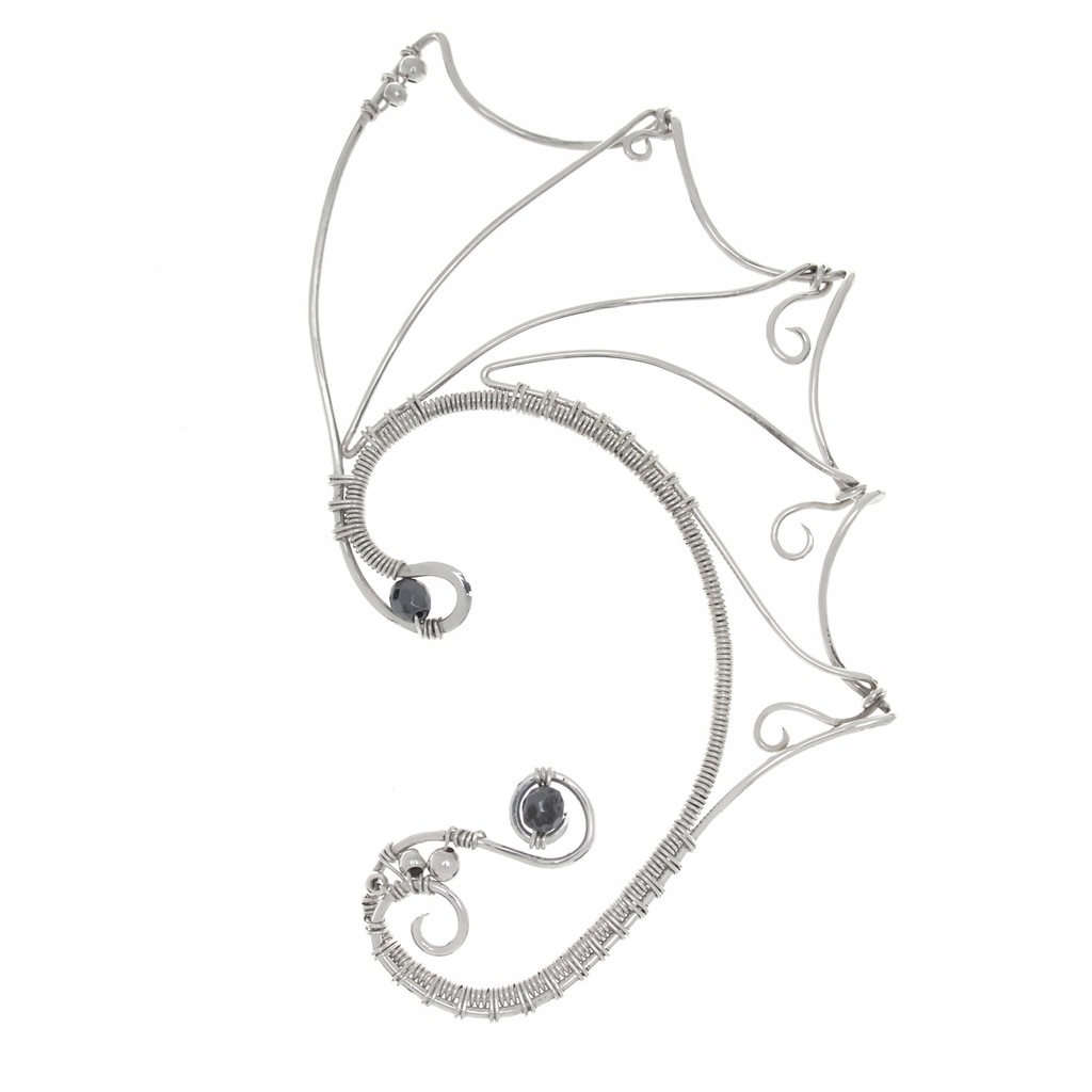 Srebrna nausznica Dragon wing 2, ear cuff, pr. 925