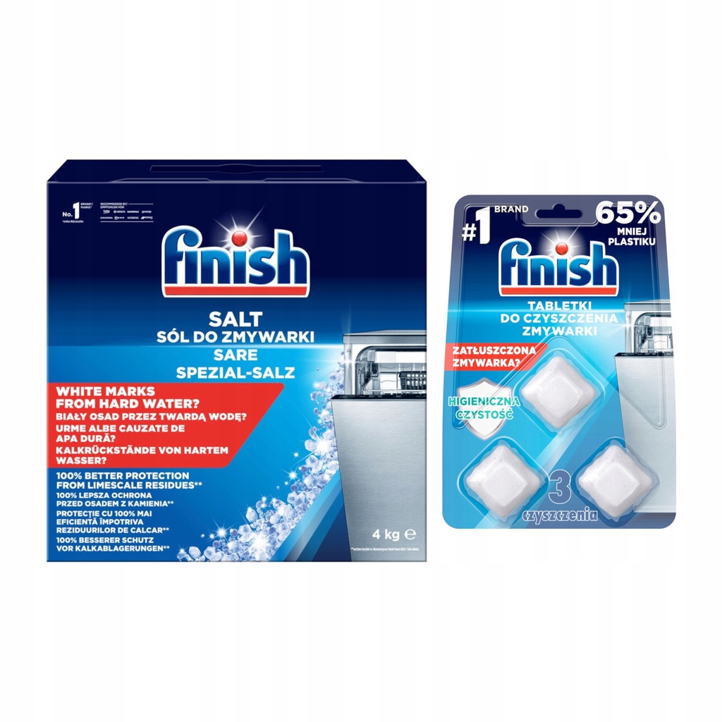 Czyszczenie zmywarki FINISH tabletki + sól 4 kg