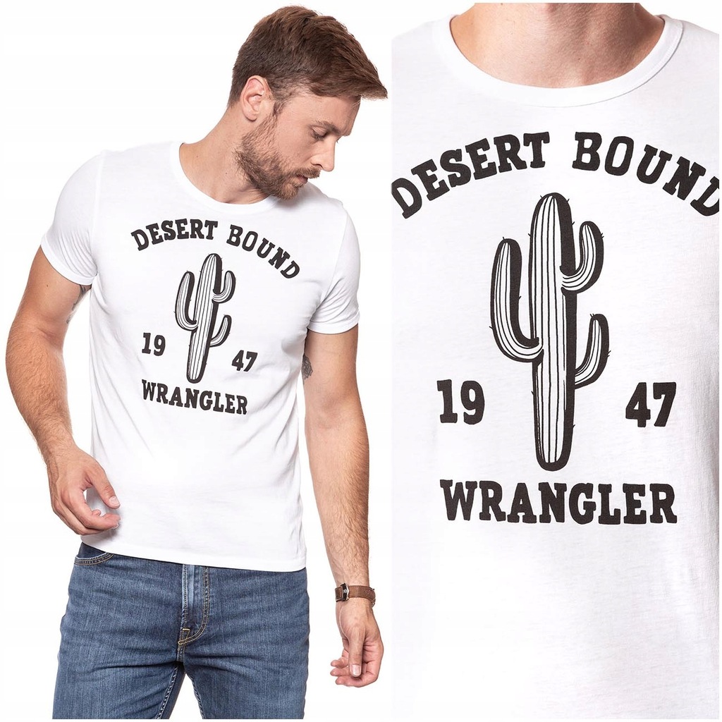 WRANGLER DESERT TEE MĘSKI T-SHIRT BIAŁY PRINT L