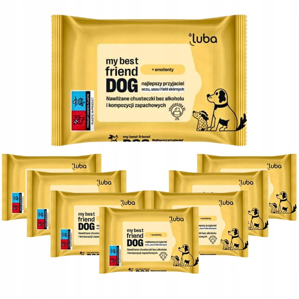 Chusteczki Nawilżane Dla Psa Do Pielęgnacji Wrażliwych Miejsc LUBA 25szt x8