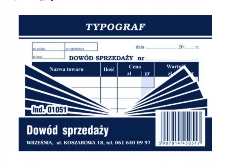 Dowód sprzedaży bloczek Typograf 80 kartek