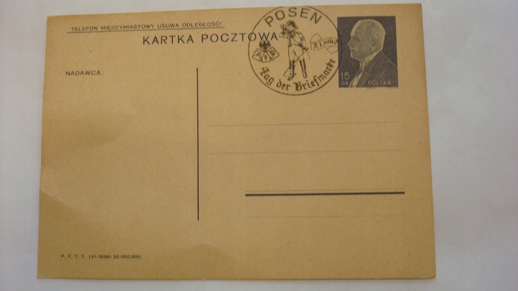 POZNAŃ - POSEN - 11.1.1942 Tag der Briefmarke
