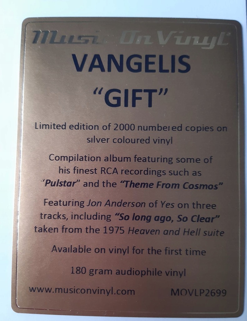 Купить VANGELIS Gift 2LP винил серебристого цвета: отзывы, фото, характеристики в интерне-магазине Aredi.ru