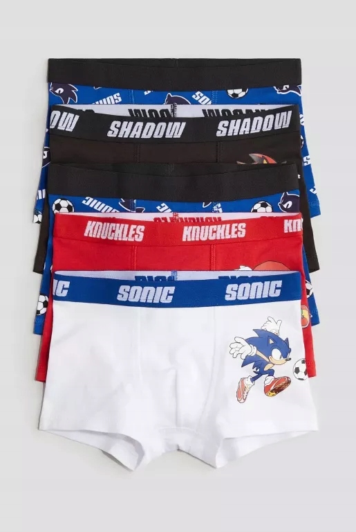 5 PAK BOKSEREK DZIECIĘCYCH H&M SONIC ROZM.110/116