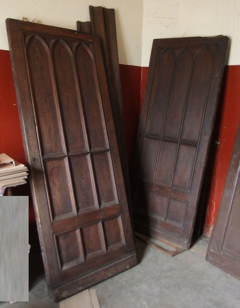 Drzwi Wahadłowe z Kościoła Neogotyk XIX wiek Dąb ^