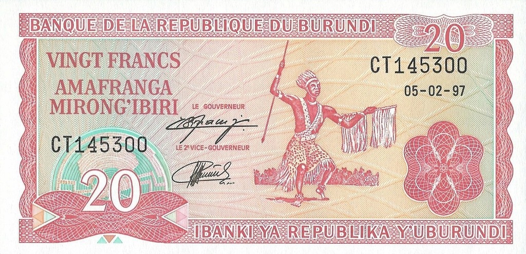 Burundi - 20 Francs - 1997 - P27 - St.1