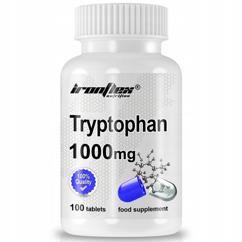 IronFlex Tryptophan 1000mg 100tabs LEPSZY NASTRÓJ MNIEJSZY STRES