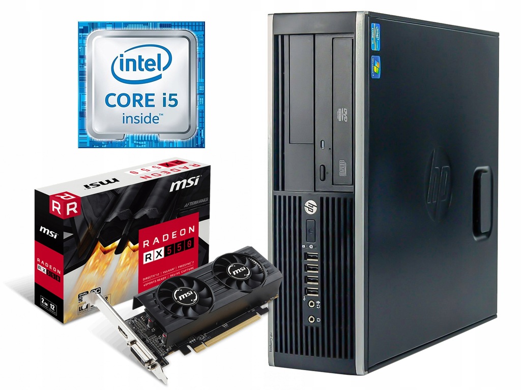 Komputer PC do gier HP i5 4GB RAM SSD+HDD RX-550