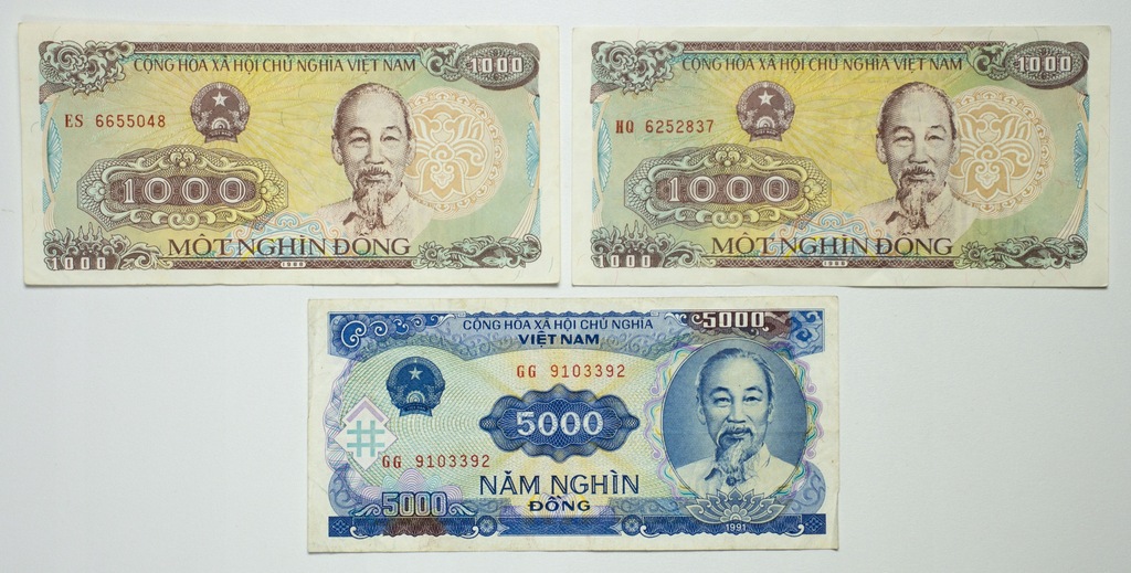 Wietnam, Zestaw banknotów, 3 sztuki