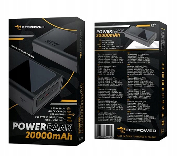 Powerbank 20000 mAh BeePower czarny BP-20PD