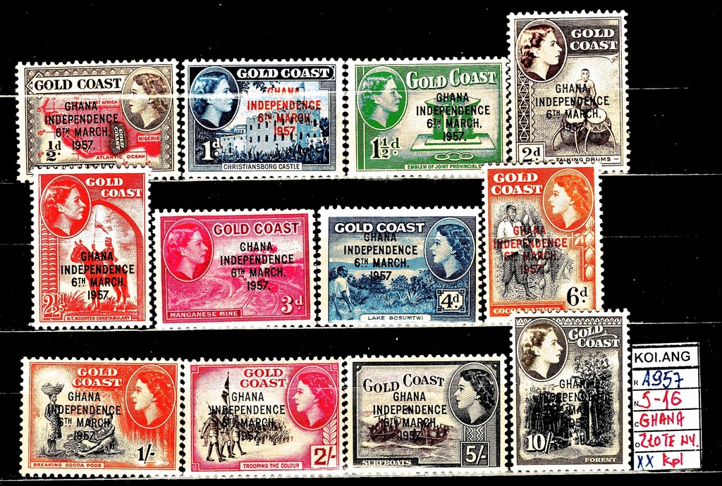 KOLONIE ang Złote Wybrzeże Ghana 516**1957 r kpl 12615524834