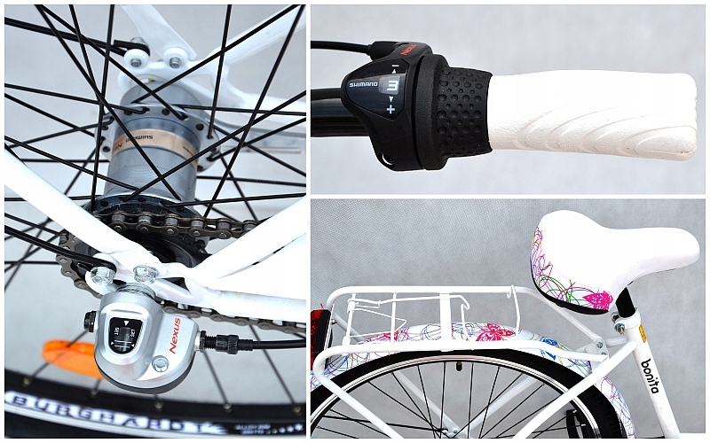 Rower damski miejski koła 26 cali 3 biegi Bonita 7509915661