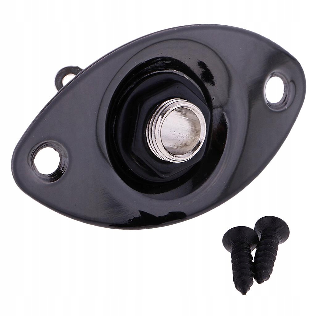Oval Electric Guitar Bass Parts Output Plate With Socket Screws Black