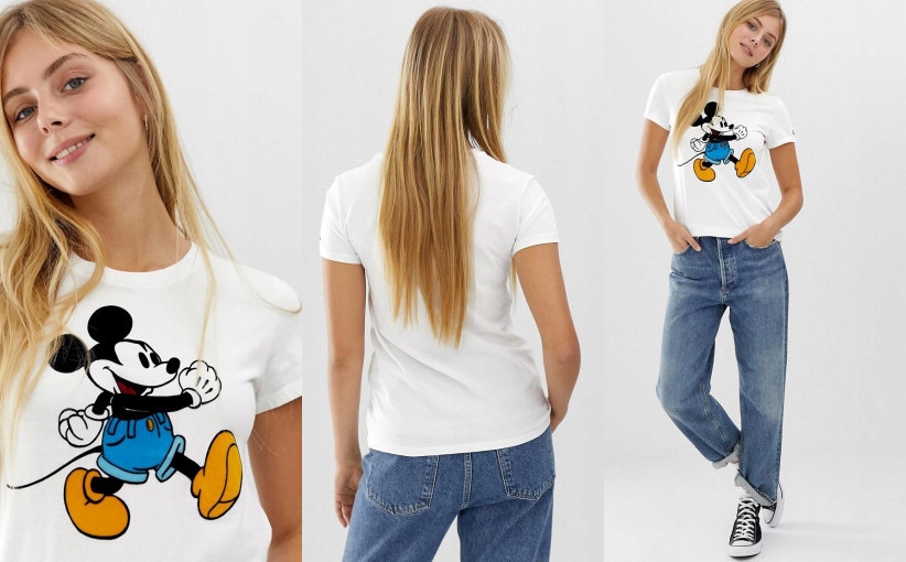 T7B210*LEVIS BIAŁY T-SHIRT MICKEY MOUSE L U00