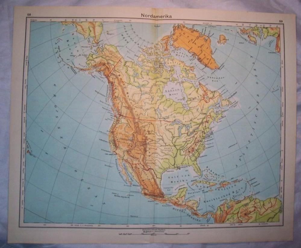 AMERYKA PÓŁNOCNA. Mapa. 1929.