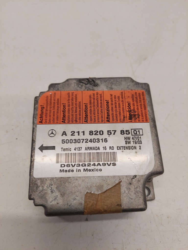 MODUŁ SENSOR AIRBAG MERCEDES W211 A2118205785 13741785242 oficjalne