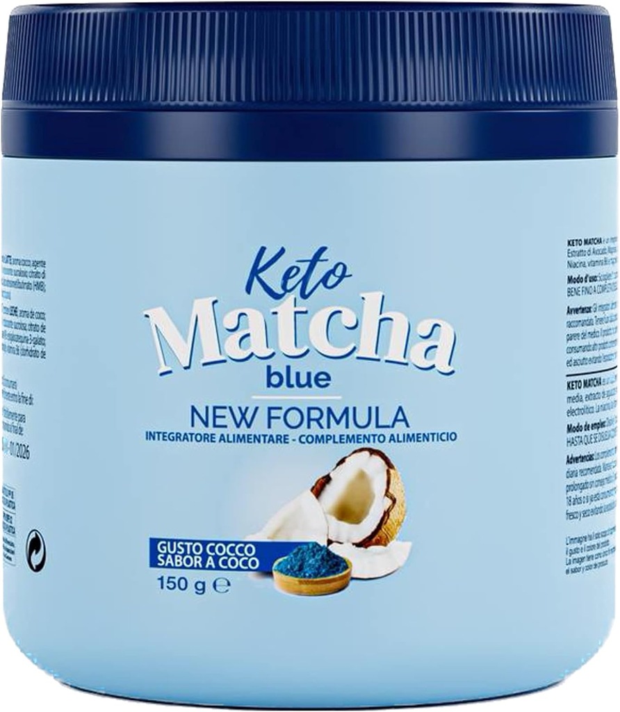 Keto Matcha Blue 150g : Koktail dietetyczny z Witaminami i Olejem MCT