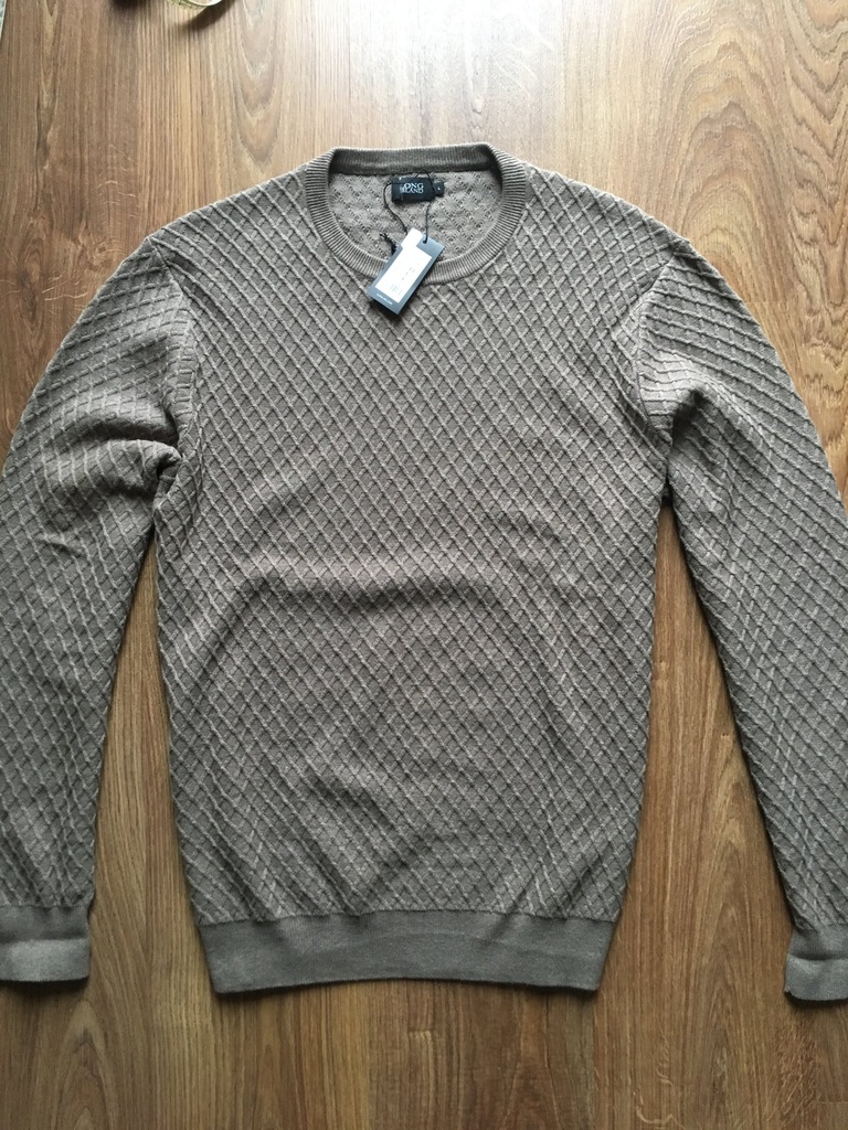 LONG ISLAND ekskluzywny sweter brązowy L bawełna
