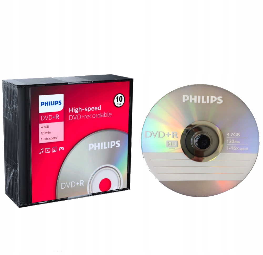 Philips Płyta DVD+R 4,7GB 10 szt. opakowania SLIM