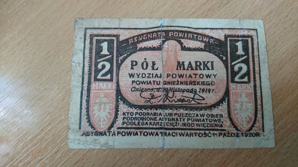 1/2 marki Gniezno 1919