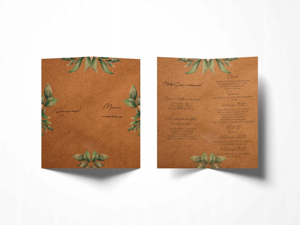 Menu weselne, papier eko