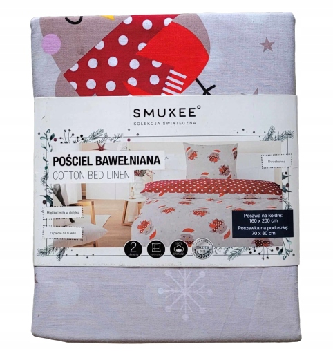 Pościel świąteczna 100% bawełna dwustronna Smukee