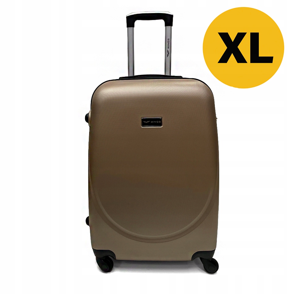 Złota duża mocna podróżna walizka XL duża bagaż na 4 kółkach ABS
