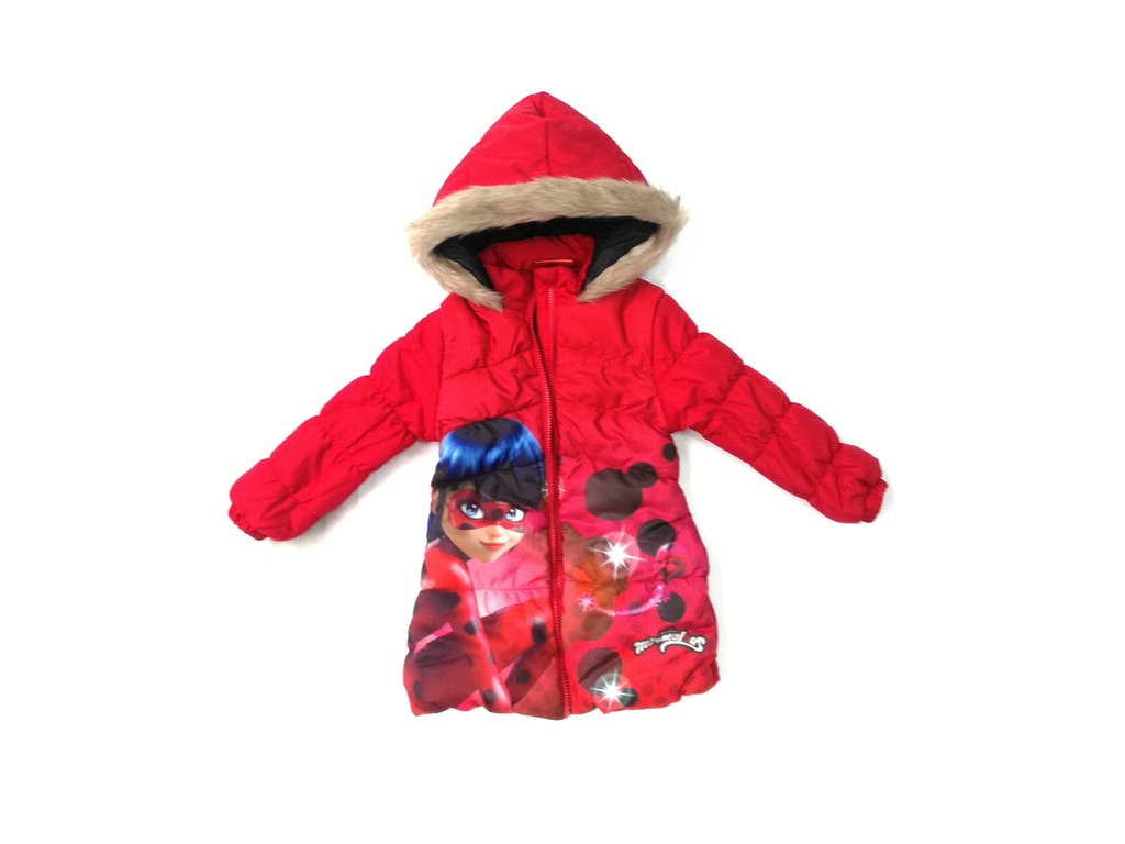 KURTKA BIEDRONKA I CZARNY KOT NA ZIMĘ R. 110