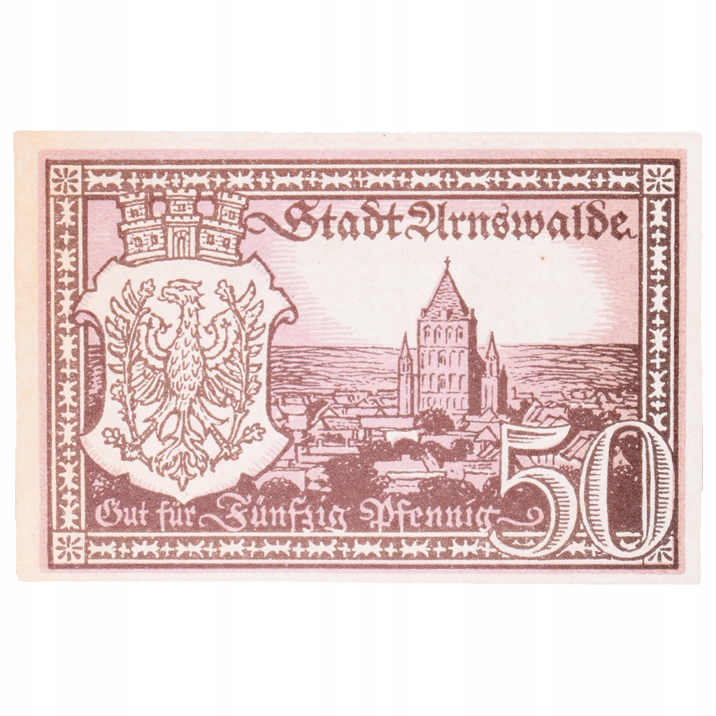 Banknot, Niemcy, Arnswalde Stadt, 50 Pfennig, chat