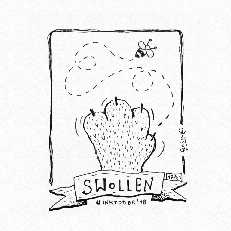 Swollen - Opuchnięty - Inktober 2018/1 7- 10x15cm