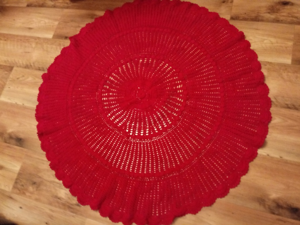 Stara duża serweta bawełniana czerwona