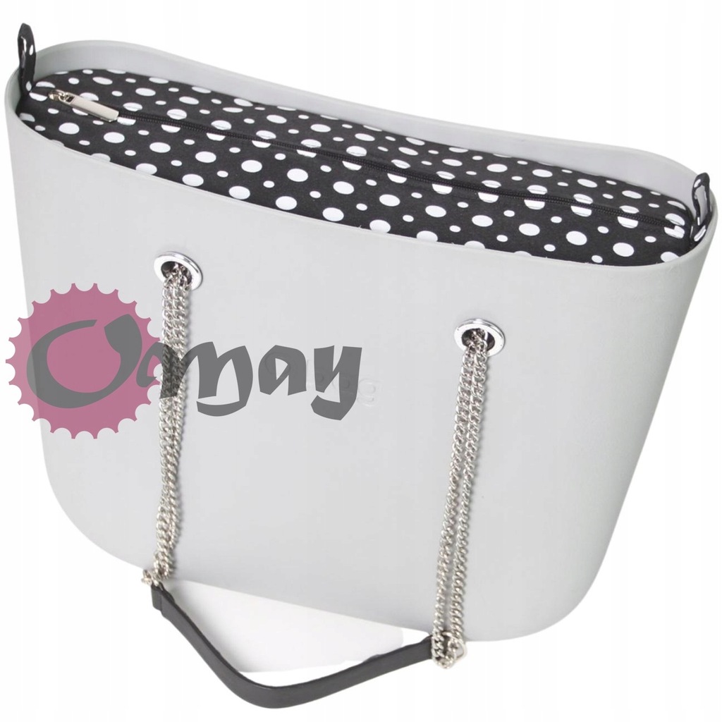 CZARNY organizer OBAG STANDARD groszki czarno białe 2 kieszenie wkład OMAY