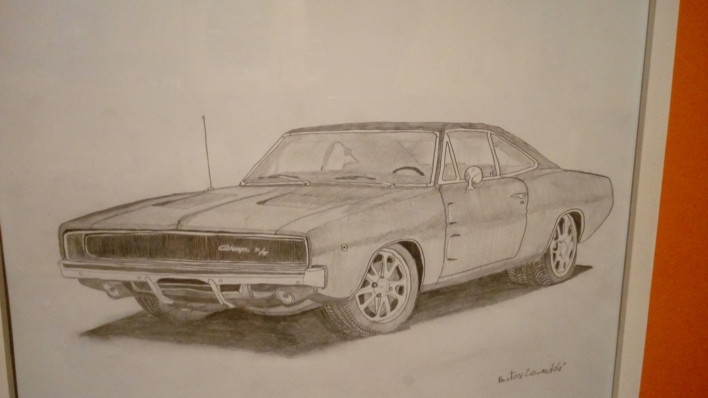 Dodge Charger 1969 Rysunek Ołówkiem A4