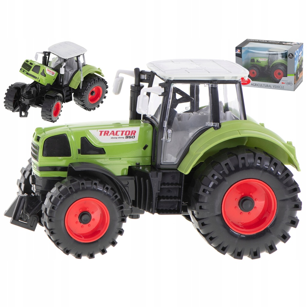 Model Pojazd Rolniczy Traktor Ciągnik Duży Otwierane Drzwi 20x13x12,5cm