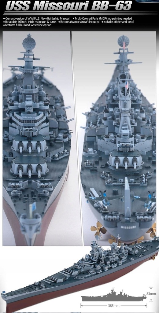 Купить АКАДЕМИЯ 14222 — 1:700 Военный корабль США Миссури BB-63: отзывы, фото, характеристики в интерне-магазине Aredi.ru