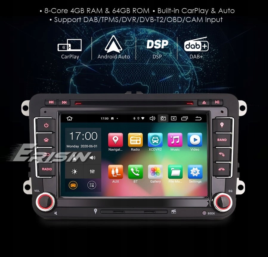 Radio 2 din Erisin PX5 4/32 Vw Seat Skoda+ OBD - 12551027580 ...