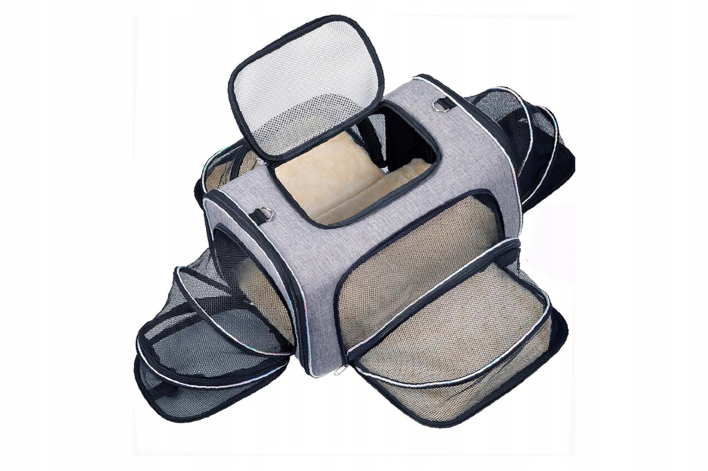 Torba Podróżna Transporter Lotniczy Kot Szara Rozszerzalna L 8 kg