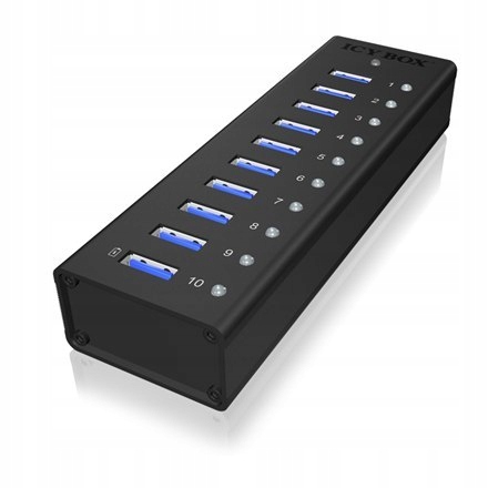 Raidsonic 10 portów USB 3.0 Hub Icy Box IB-AC6110 Czarny
