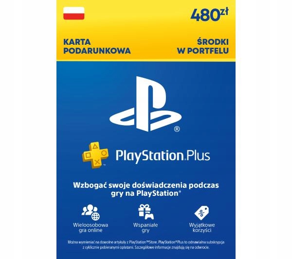 Doładowanie Sony PlayStation Network 480 zł | Kod | Klucz | PS4 | PS5