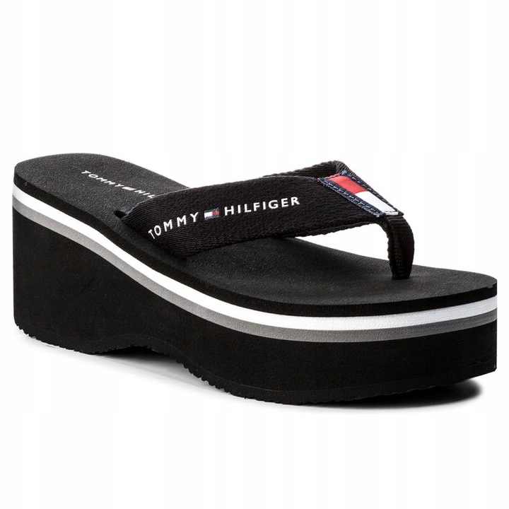 TOMMY HILFIGER FLATFORM KLAPKI KOTURN 37 TM257