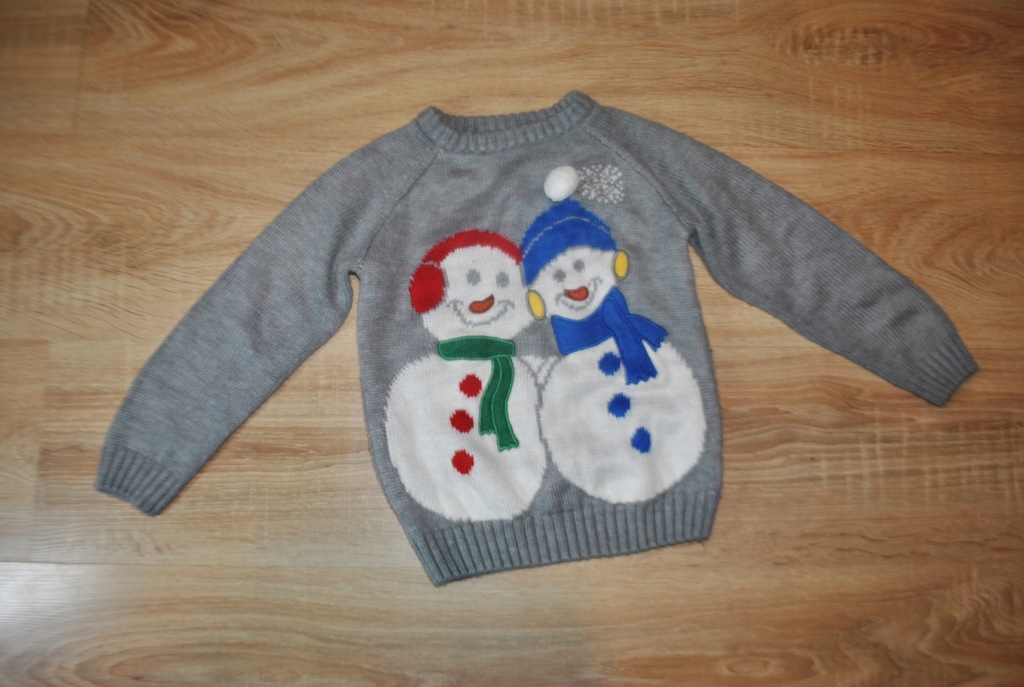 TU świąteczny sweterek BAŁWANKI 104-110 BDB