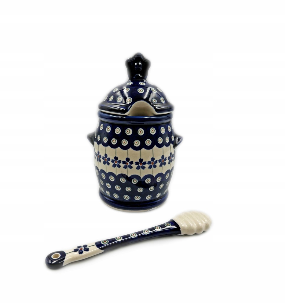 Ceramiczny pojemnik na miód z łyżką 166A-GU1848/1849 BOLESŁAWIEC gat.1