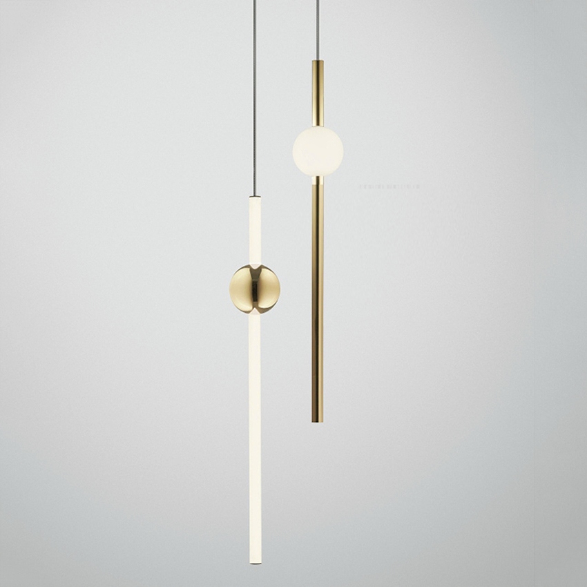 LAMPA SUFITOWA WISZĄCA DŁUGA LED BIAŁO ZŁOTA GOLD - 8973236553