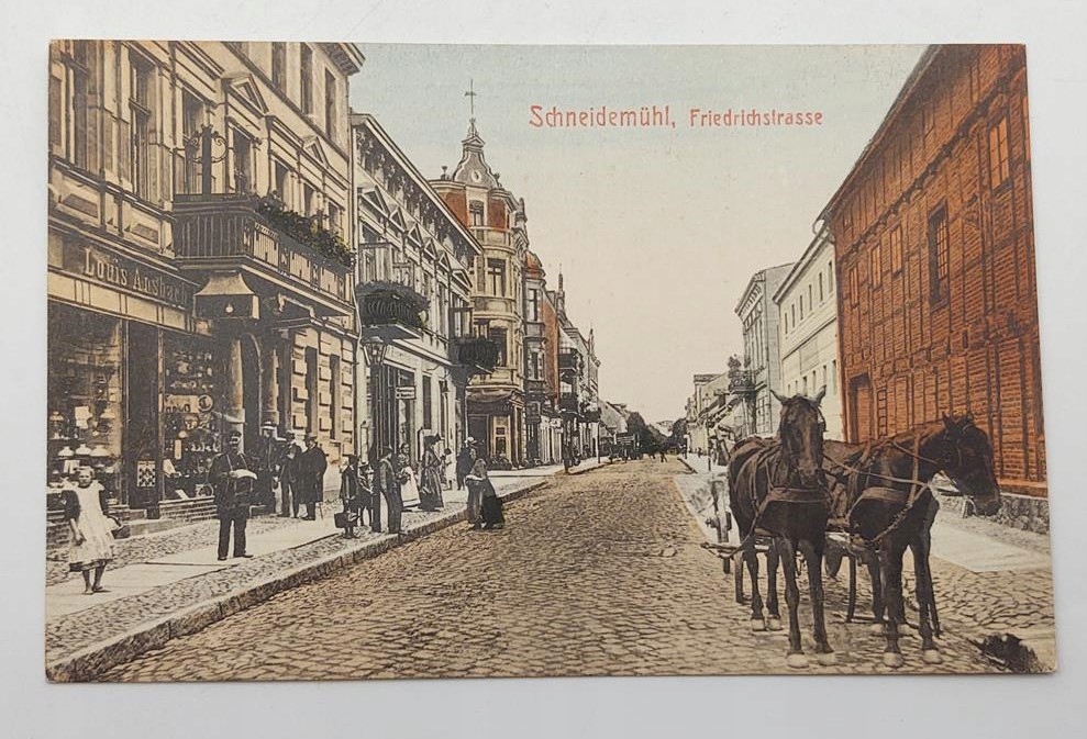 Pocztówka – Schneidemühl, Friedrichstraße – Piła, ulica Fryderyka
