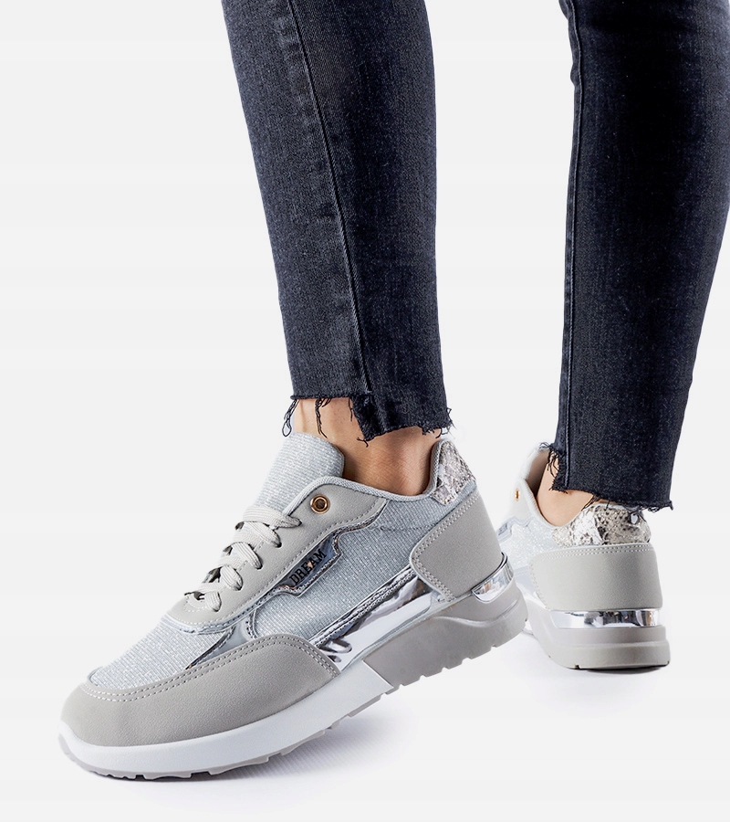 Szare brokatowe sneakersy Roganzuolo 27409 rozmiar 37