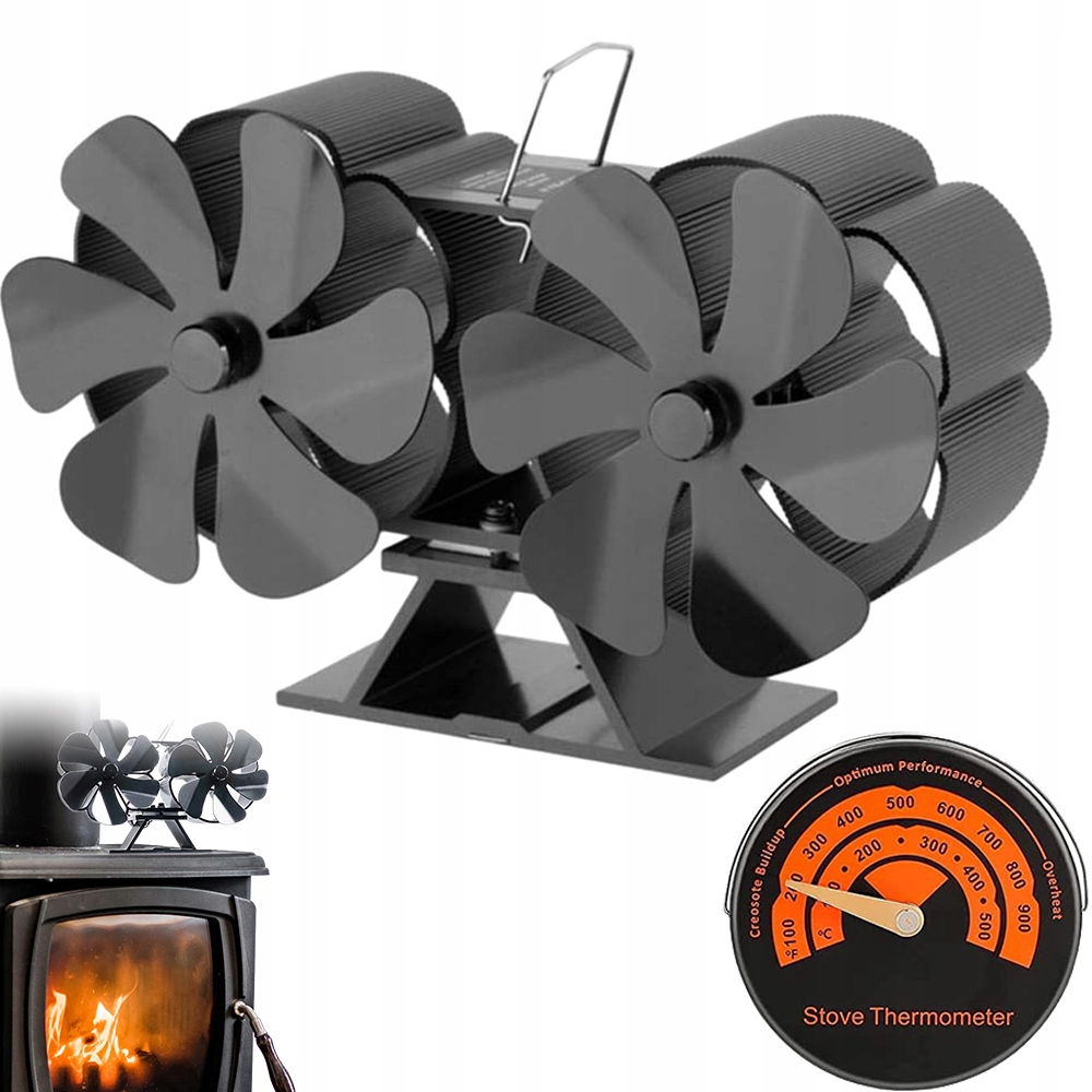 12-Blade Heat Power Stove Fan Mini Fireplace Eco fan Quiet Heater Efficient