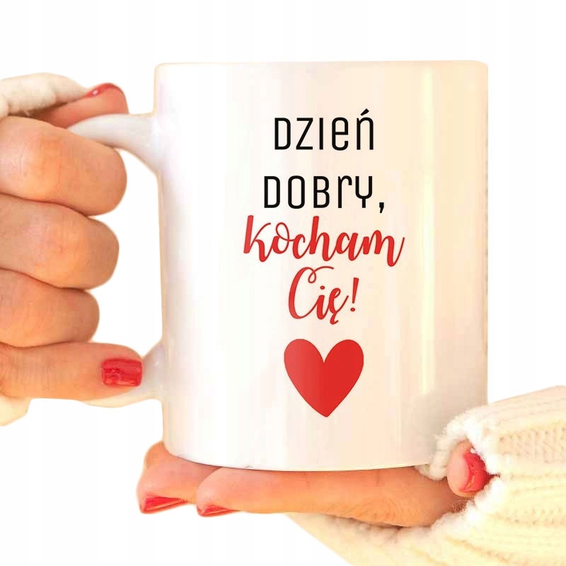 PREZENT NA WALENTYNKI KUBEK DZIEŃ DOBRY KOCHAM CIĘ