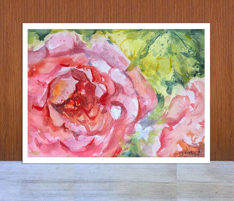 Danuta Antas obraz ręcznie malowany Róże akwarela A-4
