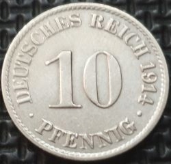 *NIEMCY [1444]*10 Pfennig 1914 A typ 2 mała tarcza